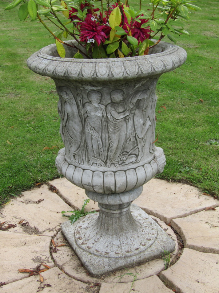 Appraisal: A modern Neo Classical garden planter with Greco-Roman figures cm