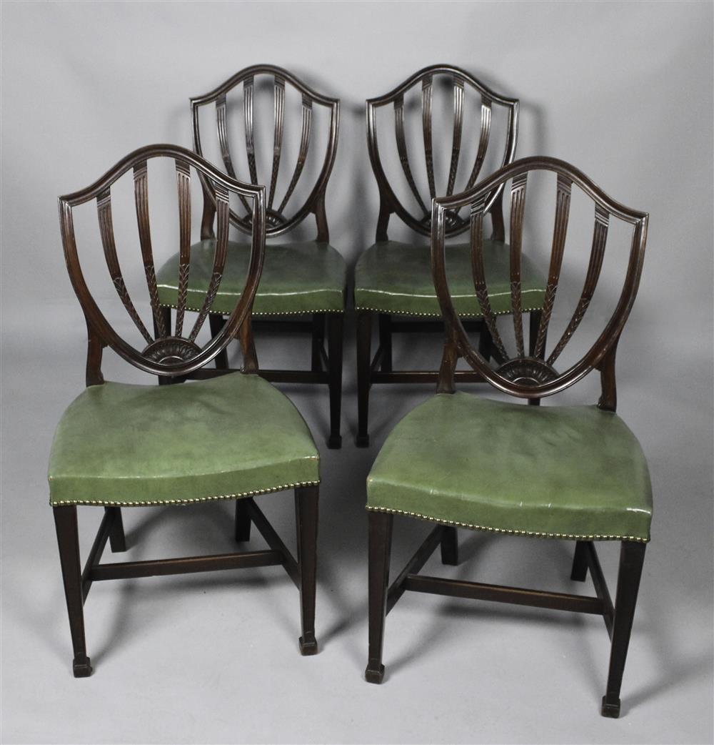 Appraisal: SET OF FOUR FEDERAL STYLE CARVED MAHOGANY SHIELD BACK CHAIRS