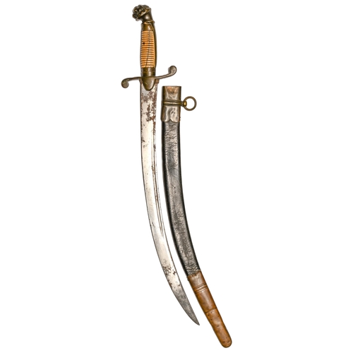 Appraisal: A naval brass hilted hanger and scabbard c the curved