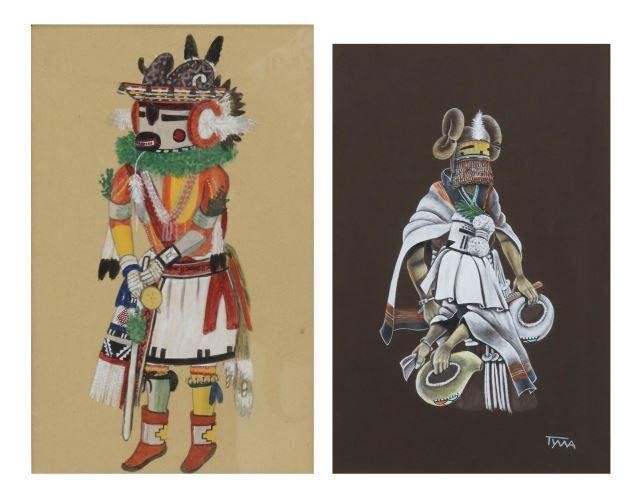 Appraisal: lot of Framed gouache paintings on paper Hopi Kachinas including