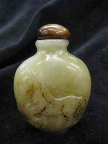 Appraisal: Chinese Snuff Bottle carved jade horse on each side ''