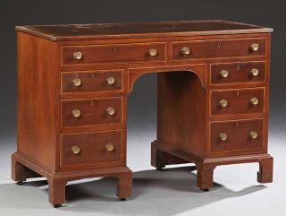 Appraisal: Diminutive Banded Inlaid Mahogany Desk th c t Diminutive Banded