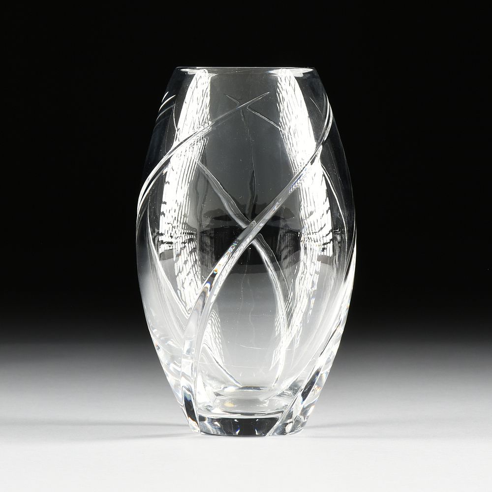 Appraisal: A TIFFANY CO CUT CRYSTAL VASE SIGNED MODERN A TIFFANY