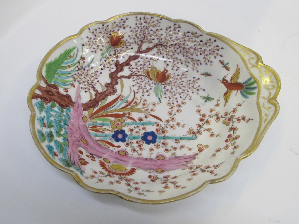 Appraisal: Flight Barr and Barr dish decorated with birds amongst trees