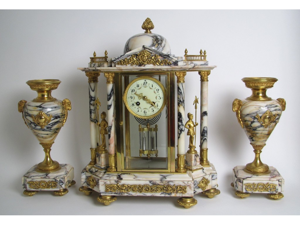 Appraisal: A Louis XVI style marble and gilt metal clock garniture