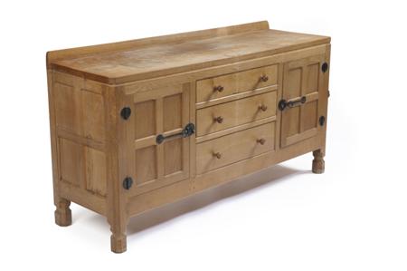 Appraisal: ROBERT 'MOUSEMAN' THOMPSON SIDEBOARD MID TH CENTURY oak the rectangular