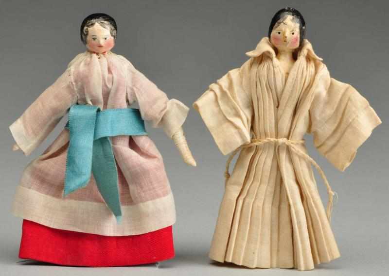 Appraisal: Lot of German Peg Wood Dolls Description Both are all