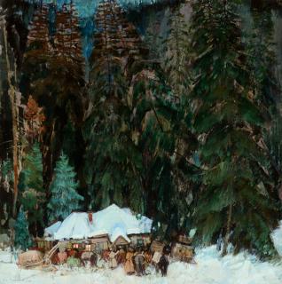 Appraisal: LEON GASPARD - Siberian Christmas oil on canvas laid on