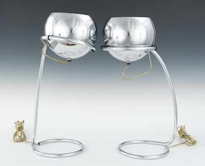 Appraisal: A Pair of Italian Design Chrome Table Lamps Each with