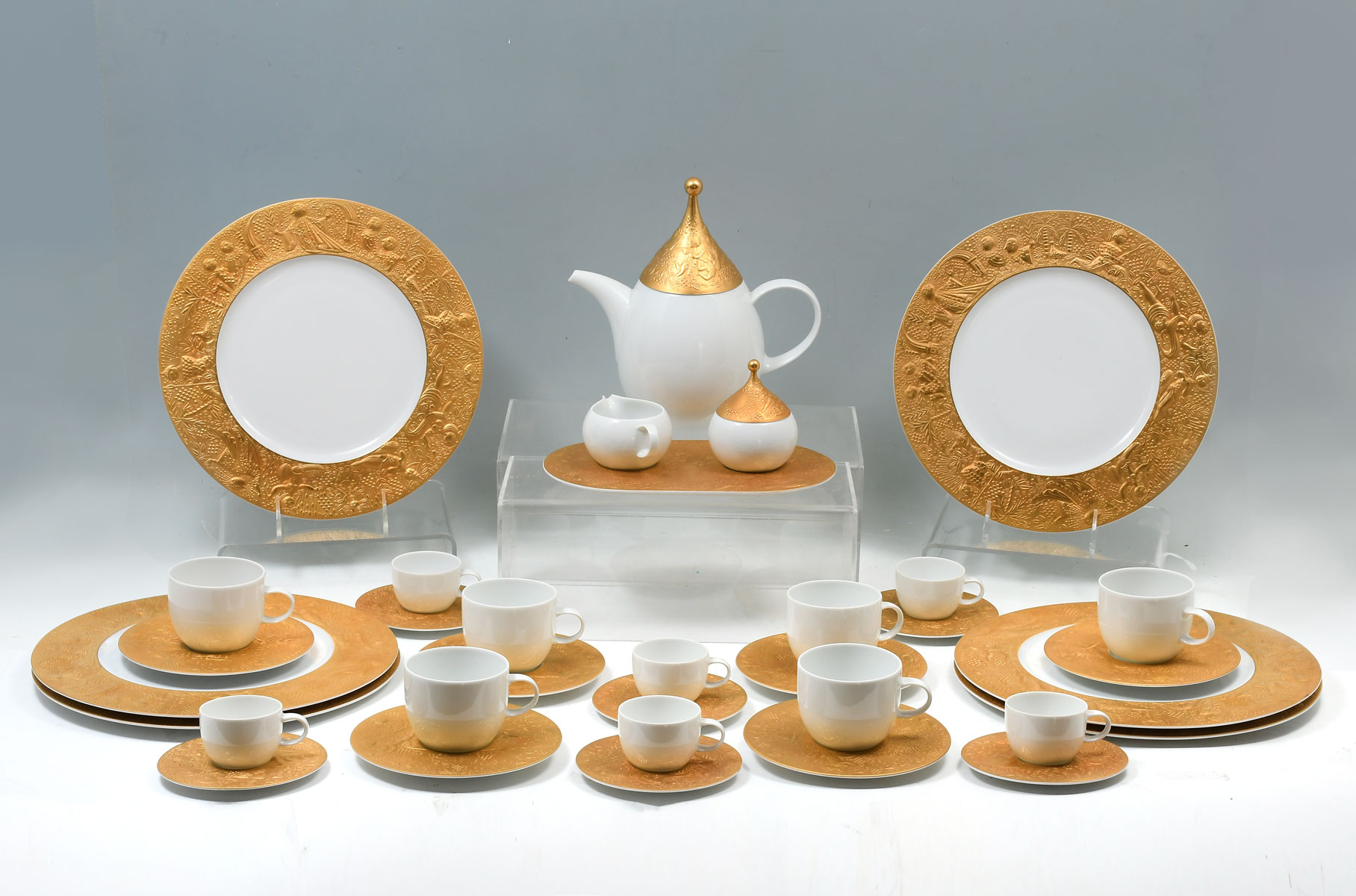 Appraisal: BJORN WIINBLAD ROSENTHAL ''MAGIC FLUTE GOLD'' COFFEE SET pieces Comprising