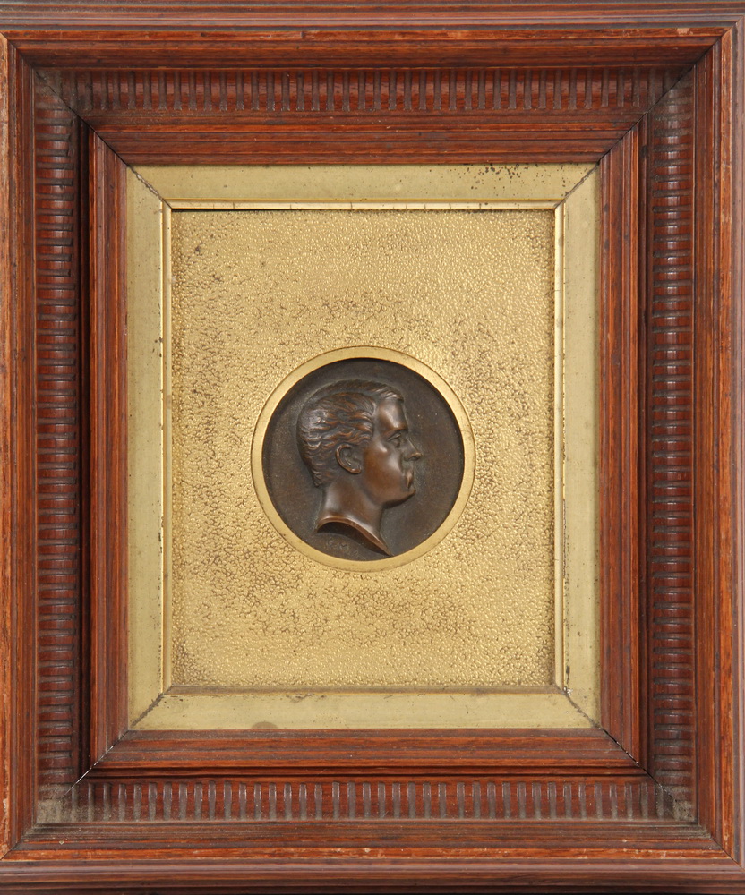 Appraisal: BRONZE PORTRAIT MEDALLION - Signed C M circa probably American