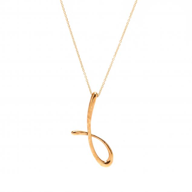 Appraisal: Gold Letter J Necklace Elsa Peretti for Tiffany Co The