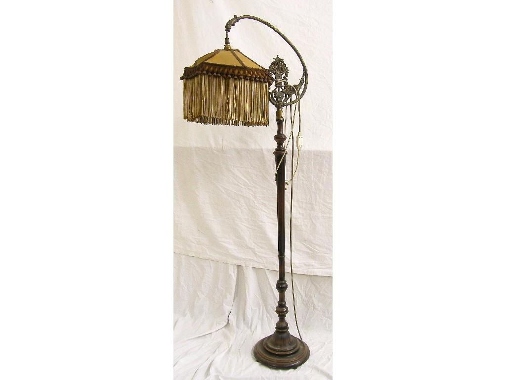 Appraisal: Attractive Edwardian ornate brass and mahogany reading standard lamp the