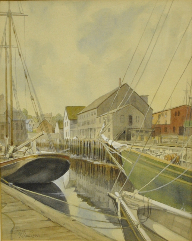 Appraisal: - Framed and matted watercolor painting of schooners in Rockport