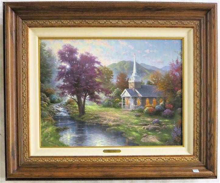 Appraisal: THOMAS KINKADE EMBELLISHED OFFSET LITHOGRAPH ON CANVAS United States -