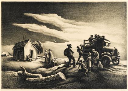 Appraisal: THOMAS HART BENTON american - DEPARTURE OF THE JOADS pencil