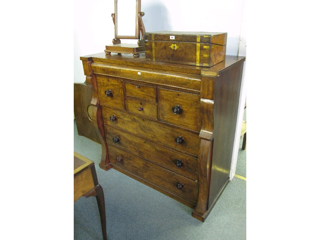 Appraisal: Victorian mahogany ogee chest no feet