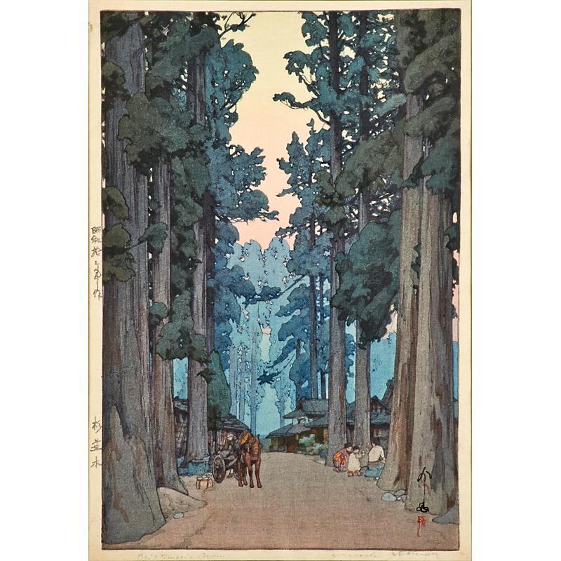 Appraisal: HIROSHI YOSHIDA Japanese - Three woodblock prints Cryptomeria Avenue Bamboo