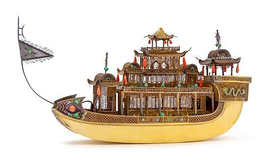 Appraisal: A Chinese Export Silver-Gilt and Enameled Model of a Hua