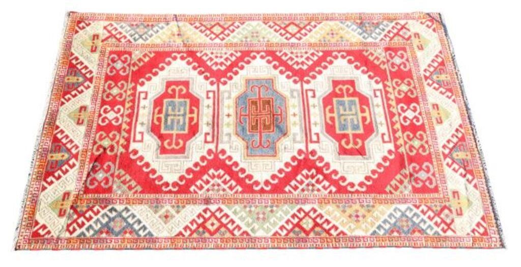 Appraisal: Hand-tied Kazak rug Pakistan approx ' l ' w Please