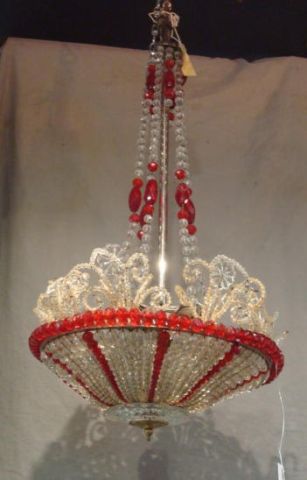 Appraisal: Ruby Crystal Beaded Chandelier