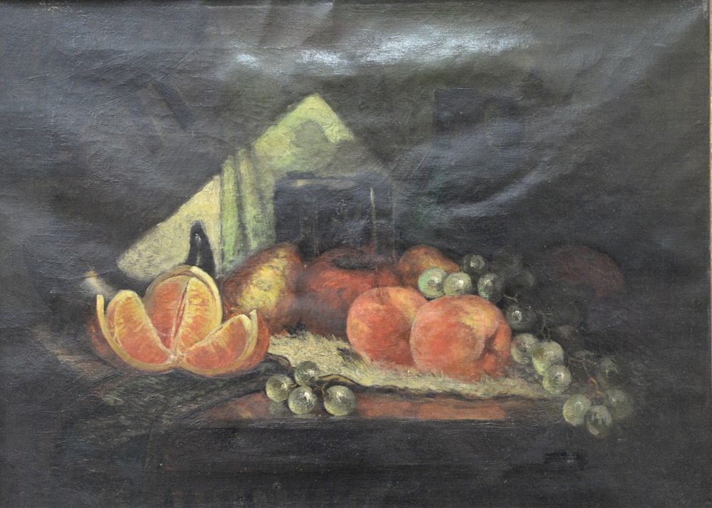 Appraisal: Continental School th century still life with apples grapes and