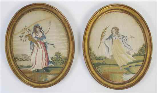 Appraisal: A Pair of English Allegorical Needleworks Peace and Plenty each