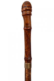 Appraisal: Defensive Flang Cane Ca A bamboo root handle and split