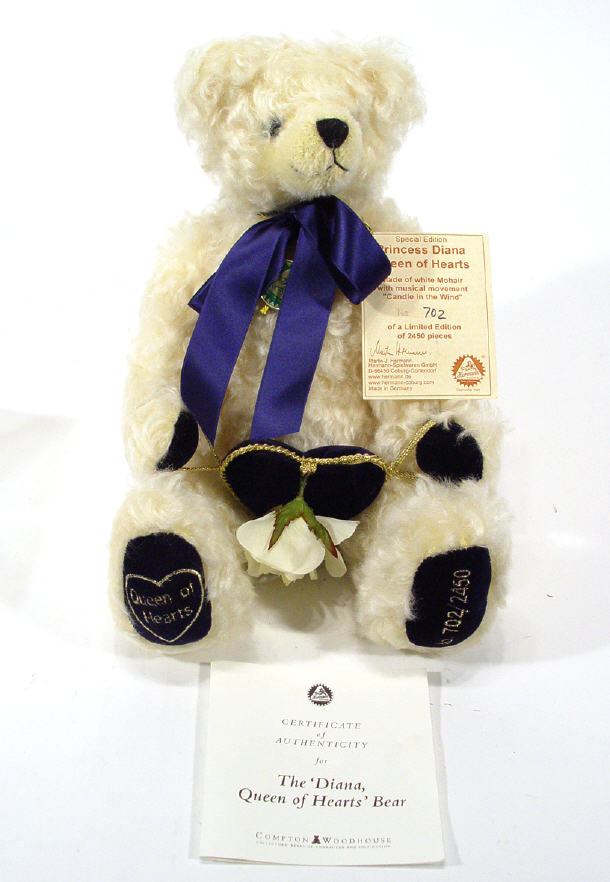 Appraisal: Hermann Diana Queen of Hearts jointed teddy bear with certificates