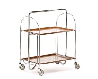 Appraisal: Collapsible MCM Veneered Chromed Rolling Cart Bremshey Co Solingen-Ohligs German