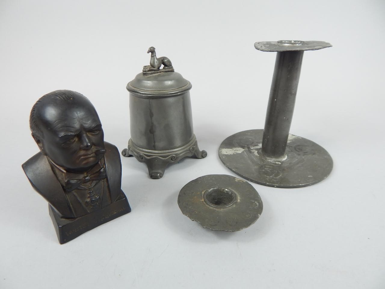 Appraisal: Various metalware and collectables comprising a resin bust of Churchill