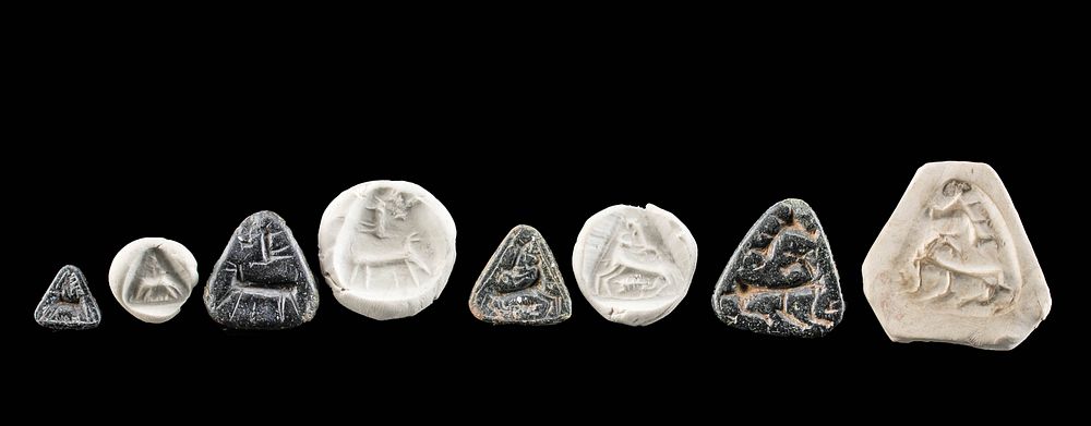 Appraisal: Anatolian Stone Stamp Seals w Abstract Zoomorphs Originally Listed At