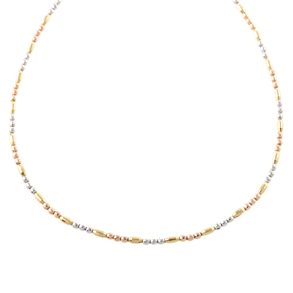 Appraisal: A Yellow White Rose Gold Faceted Bead Chain K tri-color