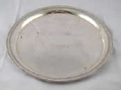 Appraisal: A silver salver with palmette and beaded decoration to rim