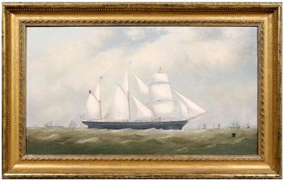 Appraisal: George Mears painting British - three-masted ship in a harbor