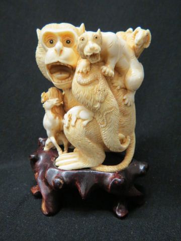 Appraisal: Chinese Carved Ivory Figurine of Animals animals of the zodiac