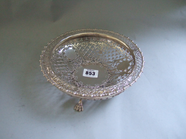 Appraisal: A silver circular bowl with scroll pierced decoration to the