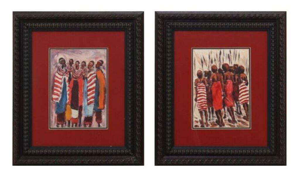 Appraisal: lot of Framed paintings African Men and Women signed lower