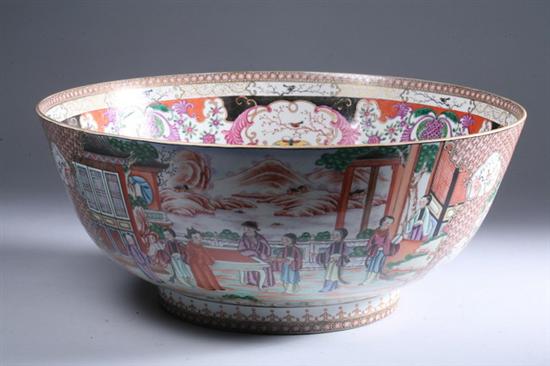 Appraisal: CHINESE MANDARIN PALETTE STYLE PORCELAIN PUNCH BOWL th century -