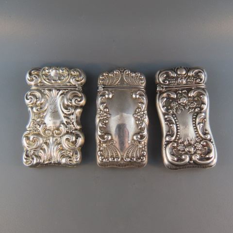 Appraisal: Sterling Silver Match Safes fancy Victorian