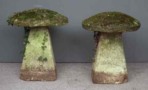 Appraisal: A pair of sandstone staddle stones with slightly domed tops