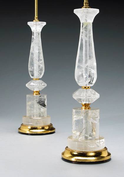 Appraisal: A pair of rock crystal and giltwood table lamps modern