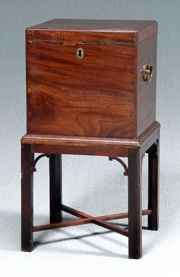 Appraisal: Chippendale mahogany cellaret on stand with hinged lid and open