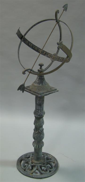 Appraisal: CAST IRON GARDEN GLOBE SUN DIAL h w in