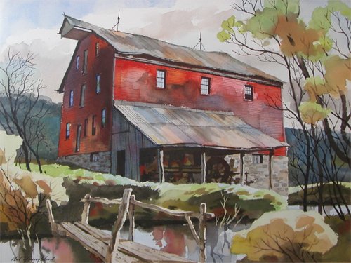 Appraisal: Artist Youngblood Nat Contemporary American Title Red Barn Date Medium