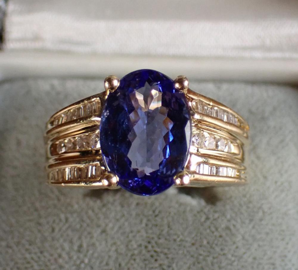 Appraisal: TANZANITE DIAMOND AND FOURTEEN KARAT GOLD RING The k yellow