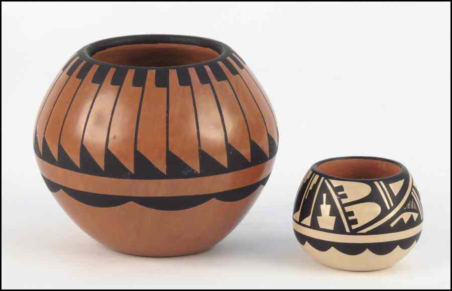 Appraisal: SMALL JEMEZ PUEBLO POTS TWO Signed Larger '' Condition No