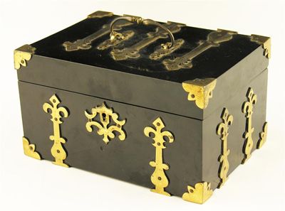 Appraisal: A Victorian ebonised and lacquered gilt brass mounted casket with