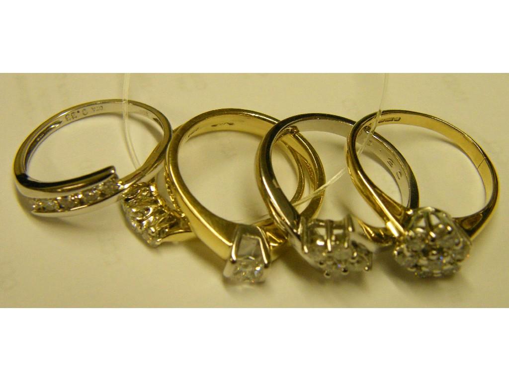 Appraisal: Five assorted ct diamond dress rings gm