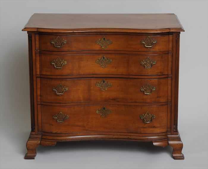 Appraisal: CONNECTICUT CHIPPENDALE CHERRY SERPENTINE-FRONT CHEST OF DRAWERS x x in